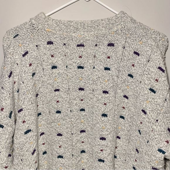 VINTAGE Made in USA Northern Reflections White/Grey Knit Sweater (Size Large) - Picture 8 of 13